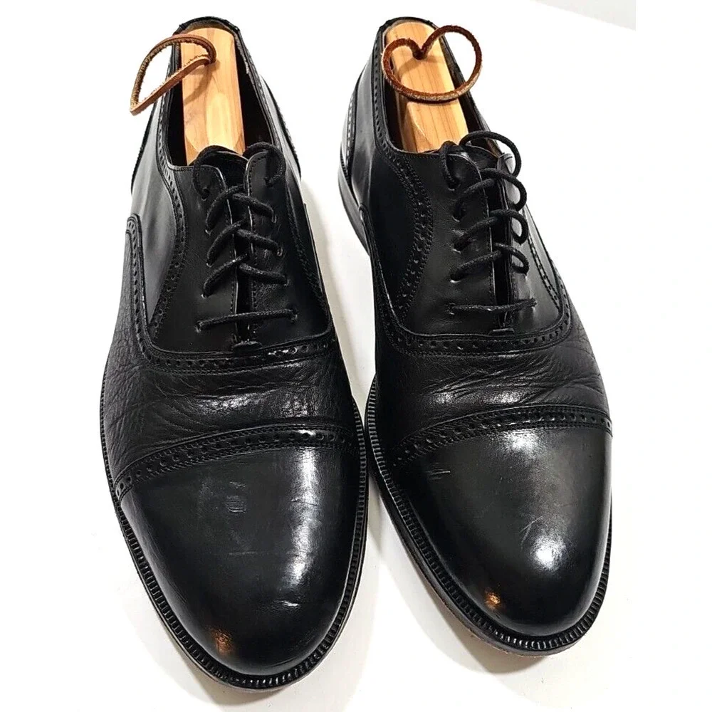 Mezlan ~Men’s Size 9.5W~ Black Oxfords Leather Dress Shoes Florence.